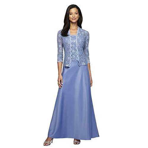 Alex Evenings Women's Sleeveless Dress and Matching Jacket Two-Piece Set Special Occasion, Antique Blue, 20