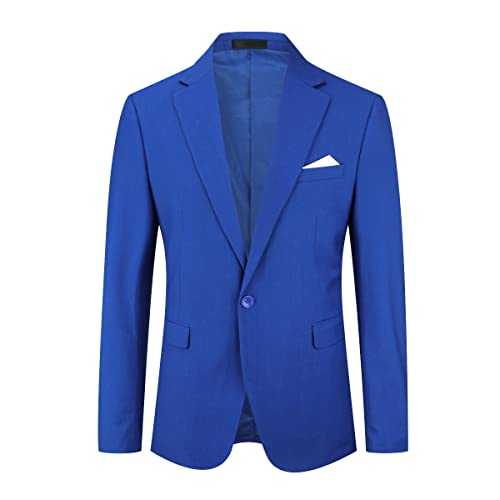 YOUTHUP Mens Slim Fit Blazer 1 Button Formal Suit Jacket Classic Business Wedding Dress Tuxedo Blazers