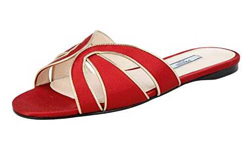 Prada Women's 1XX412 Red Satin Sandals UK 4 / EU 37