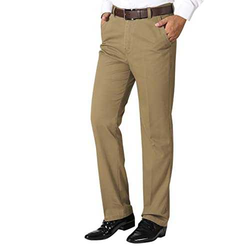 Beokeuioe Men's Suit Trousers with Pleat and Expandable Waistband, Regular Fit Flatfront Trousers, Chino Trousers, Classic Cut, Men's Large Sizes XXL-7XL Business Trousers, Straight Trousers