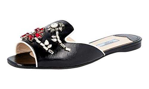 Prada Women's 1XX237 Black Saffiano Leather Sandals UK 4 / EU 37