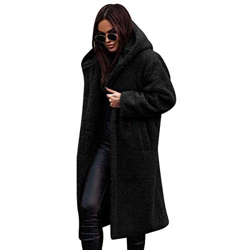 OBEEII Womens Hoodie Teddy Fleece Coat Cardigan Long Sleeve Winter Warm Sherpa Outwear Jackets with Pockets