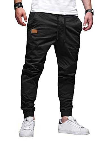 Jolicloth Men's Trousers Cargo Jogger Work Cotton Casual Sweatpants Outdoor Elasticated Waist Drawstring Pants with Pockets