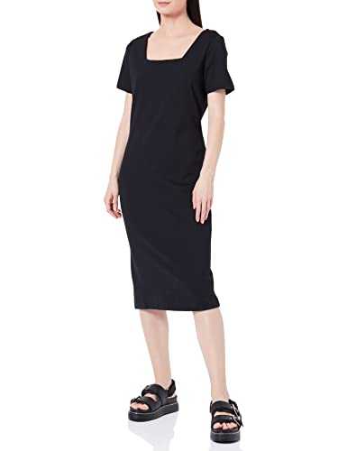 Amazon Brand - MERAKI Women's Midi Bodycon Dress, Black (Black), 10, Label:S