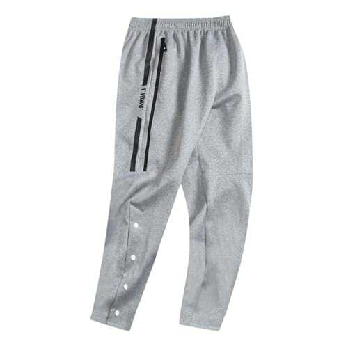 Men's Tracksuit Bottoms with Side Button Placket Sweatpants Striped Sweatpants Trousers Elastic Waistband Jogging Bottoms with Pockets Buttons Loose Basketball Training Trousers