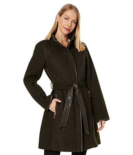 Vince Camuto Women's Mixed Fabric Wool Coat Blend