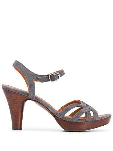 Chie Mihara Sandals with 2.5cm Platform and 6cm Heel LAMISA Grey with 2.5cm Wooden Platform and Heel Size: 7 UK