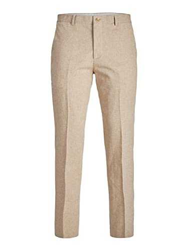 Jack & Jones Men's Jprriviera Linen Trousers Sn Suit Pants, Beige/fit: Slim fit, W52