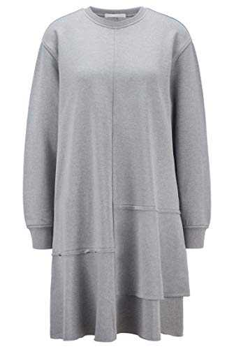 BOSS Womens C Eniki Relaxed-fit Dress with Dropped Waist and Flounce Hem Silver