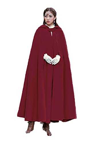 Baoqiya Women's Wool Blend Capes Hooded Cloak Outwear Poncho Warm Autumn and Winter Coat