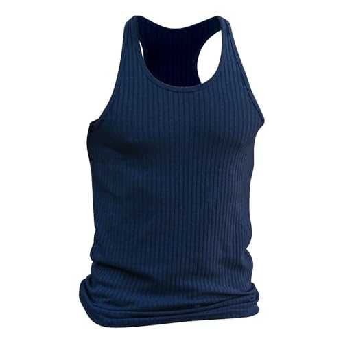 Men's Quick Dry Tank Top Summer Workout Muscle Crew Neck Sleeveless Shirts Bodybuilding Sports Athletic Gym T-Shirts
