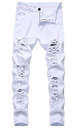 Men's Skinny Slim Fit Ripped Stretch Distressed Destroyed Jeans Pants