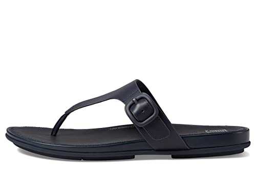 Women's Gracie Rubber-Buckle Leather Toe-Post Sandals Flat