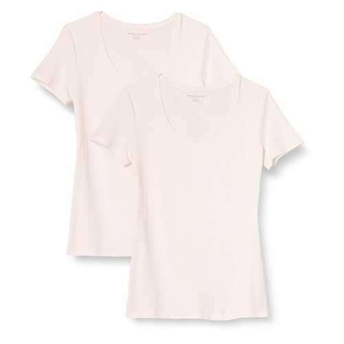 Amazon Essentials Women's Classic-Fit Short-Sleeve Scoop Neck T-Shirt (Available in Plus Size), Pack of 2