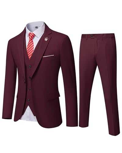 EastSide Men's Slim Fit 3 Pieces Suit, One Button Blazer Set, Jacket Vest & Pants