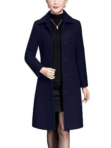 Jenkoon Women's Wool Trench Coat Winter Long Thick Overcoat Walker Coats