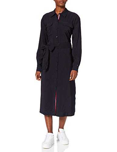 Tommy Hilfiger Women's VIS TWILL MIDI SHIRT DRESS LS Casual Dress, Desert Sky, 40