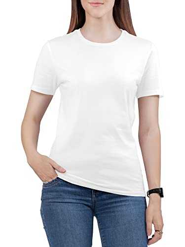 Love My Fashions Women's Round Neck Short Sleeves Plain Cotton T-Shirt