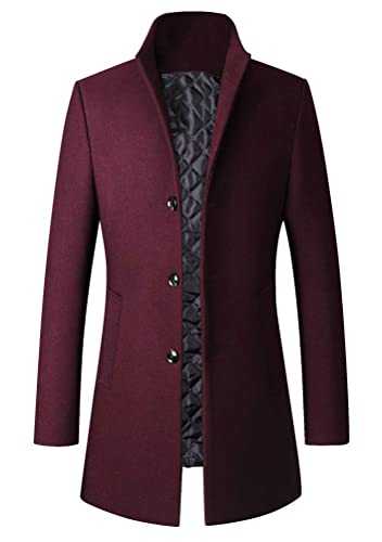 Minibee Men's Trench Woolen Coat Winter Stylish Long Slim Fit Luxury Wool Blend Topcoat Business Down Jacket