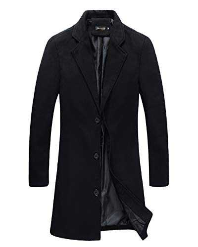 Benibos Mens Trench Coat Slim Fit Notched Collar Overcoat