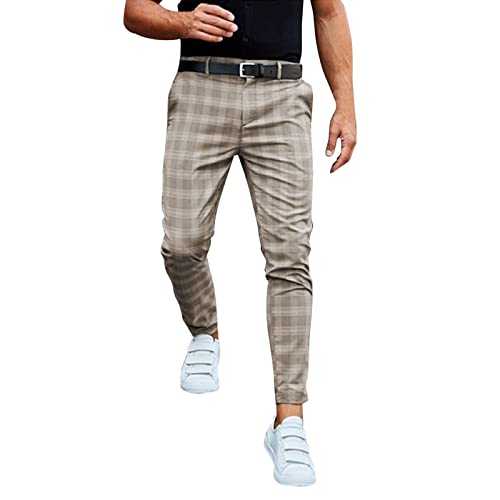Beudylihy Men's Chino Trousers Slim Fit Chino Trousers Casual with Stretch Trousers Fabric Trousers Elegant Business Regular Classic Classic Basic Checked Trousers with Zip Suit Trousers