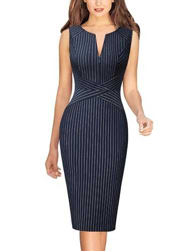 VFSHOW Womens Elegant Slim Zipper up Work Business Office Bodycon Sheath Dress - blue - X-Large