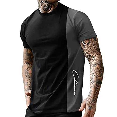 Men's T Shirt Graphic Color Block Round Neck Clothing 3D Printing Outdoor Leisure Short Sleeved Retro Fashion Designer Wedding Gifts Discounted Items for Sale