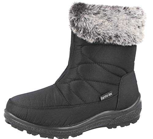 Cushion Walk Women's Winter Warm Faux Fur Lined Thermo Tex Ankle Zip Lightweight Snow Boots