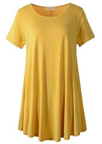 LARACE Plus Size Tops for Women Short Sleeve Shirts Casual Summer Clothes Round Neck Tunics for Leggings