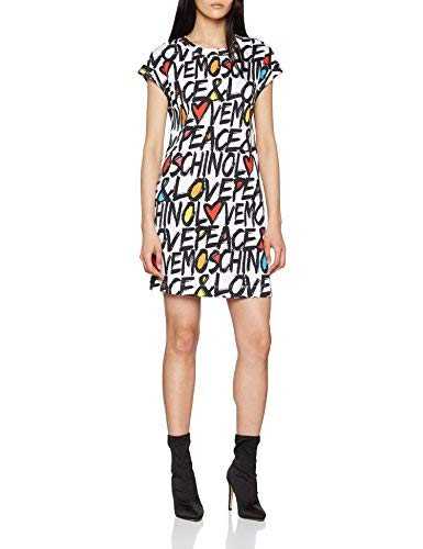 Love Moschino Women's Kleid Dress, Multicoloured (P.Words W/White 0029), 14 (Size: 44)