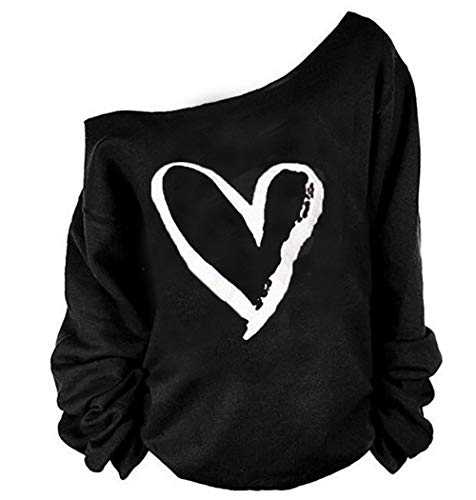 MAGICMK Woman’s Sweatershirt Lips Print Causal Blouse Off The Shoulder Long Sleeve Loose Slouchy Pullover Plus Size Tops