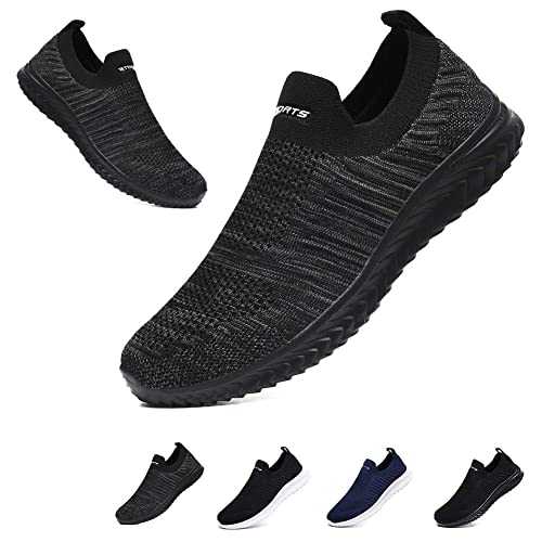 Mens Womens Slip On Trainers Casual Nordic Walking Shoes Breathable Running Shoes Nurse Work Shoes Lightweight Tennis Shoes Soft Mesh Gym Workout Sneakers