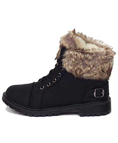Ladies Faux Fur Grip Sole Winter Warm Ankle Womens Boots Trainers Shoes Size 3-7