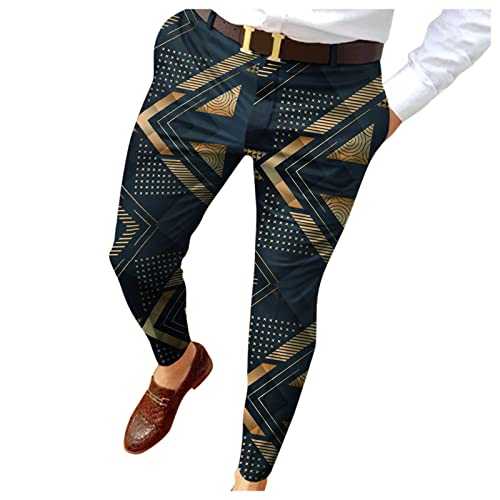 Men Slim Fit Print Zipper Button Trousers Suit Pants Male Casual Fashion Long Pants Trousers for Men