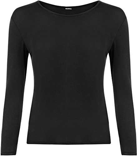 New Ladies Plus Size Long Sleeve T-Shirt Womens Stretch Plain Top Sizes 16 18 20