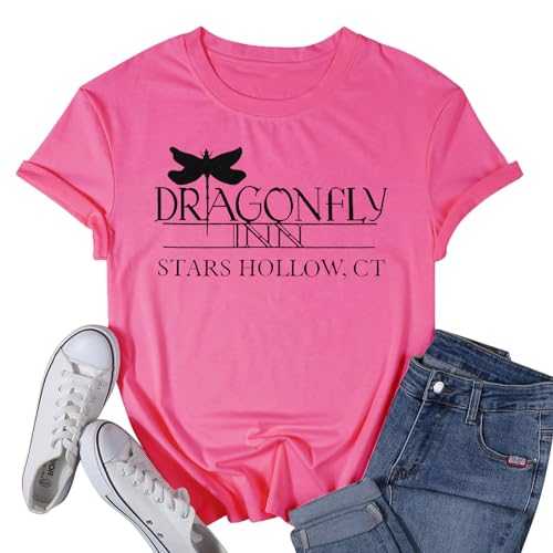 Dragonfly Inn Stars Hollow Shirt for Women Gilmore Dragonfly T-Shirt Funny Graphic Printed Short Sleeve Tee Tops