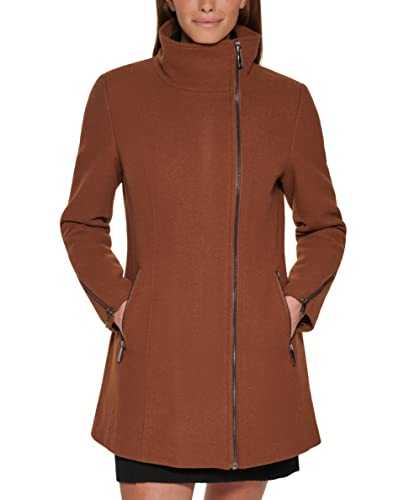 Calvin Klein Women's Asymmetrical Wool Jacket Blend Coat