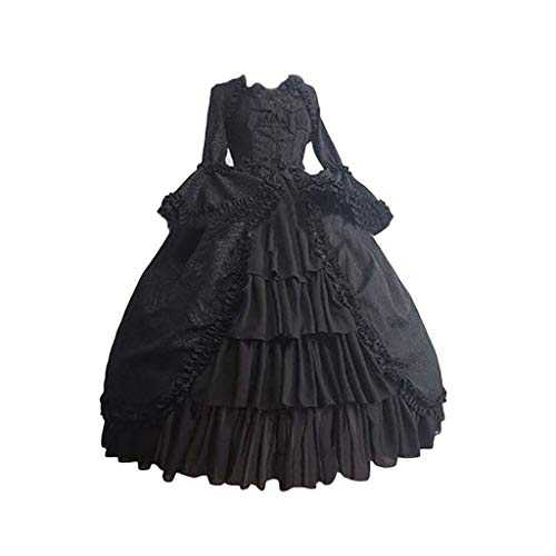 WanYangg Women's Vintage Medieval Swing Evening Formal Outfit Elegant Gothic Cocktail Lolita Lace Skirt Corset Ball Gowns Goth Rave Clothing Bell Sleeve Costume