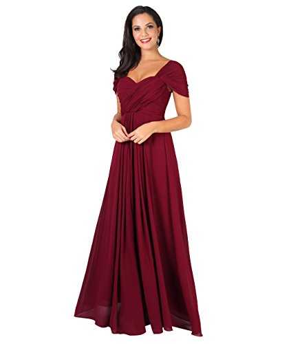 KRISP Women Bridesmaid Maxi Dress (Wine, 10), 4815-WIN-10