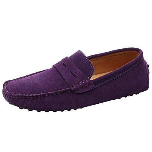 Jamron Men's Suede Leather Penny Loafers Comfort Driving Shoes Moccasin Slippers