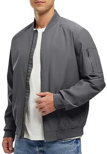 Rdruko Men's Bomber Jackets Lightweight Windbreaker Casual Fashion Zip Up Coat 4 Pockets