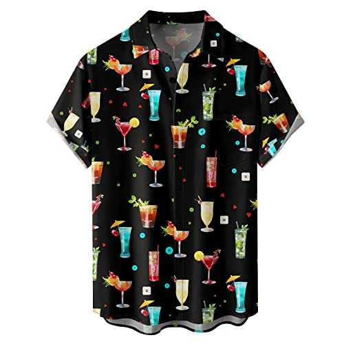 NQyIOS Hawaiian Shirt for Men Slim Fit Summer Spring Lightweight Breathable Tops Cotton Linen Beach Shirts Casual Blouses Sales Clearance Hawaiian Party Clothes