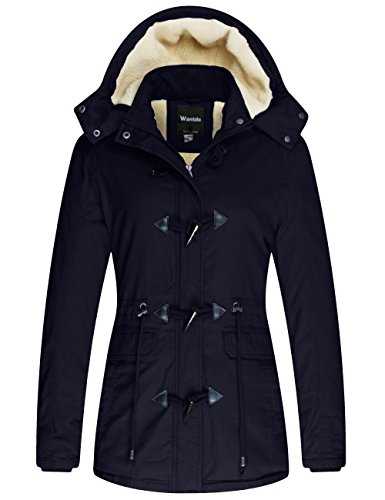 Wantdo Women's Windproof Warm Coat Winter Casual Fleece Coat Classic Cotton Hoodie Jacket Ladies Slim Fit Jacket