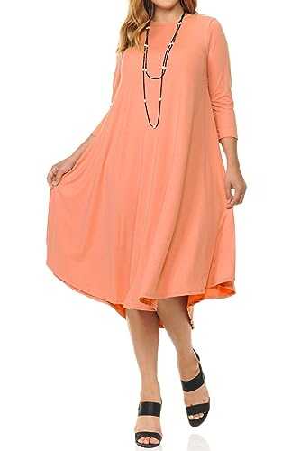 Pastel by Vivienne Women's Swing Midi Dress Plus Size Solid and Floral