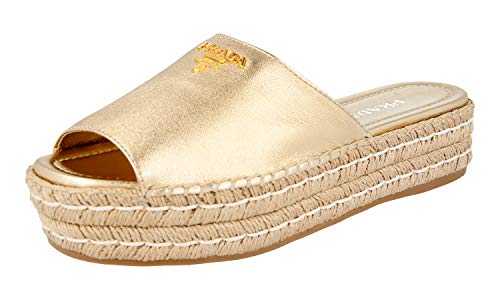 Prada Women's 1X288H Gold Leather Sandals UK 8 / EU 41