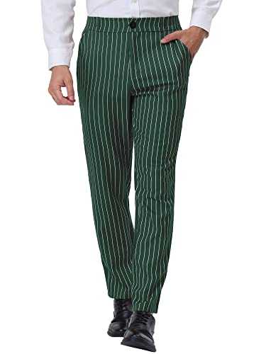 Lars Amadeus Men's Striped Dress Pants Straight Fit Color Block Office Work Suit Trousers