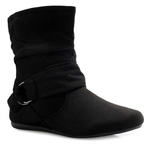 OLIVIA K Women's Faux Suede Chunky Heel Ankle Booties