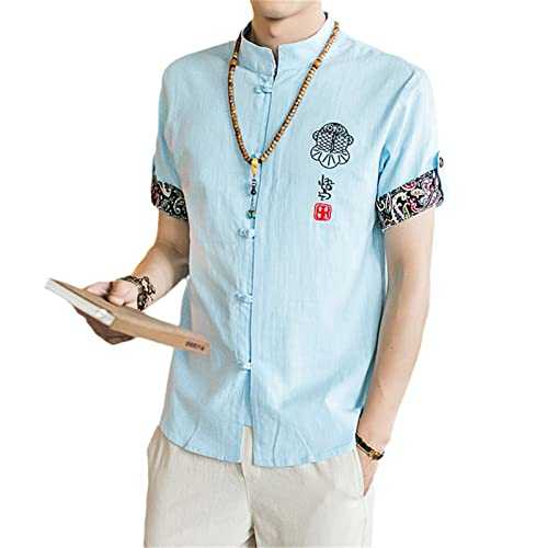 Wushu Male Clothes Vintage Traditional Chinese Clothing for Men Top Chinese Shirt Summer Embroidery Tangsuit