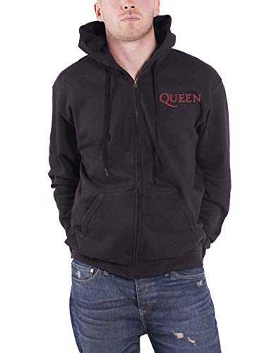 Queen Hoodie Classic Crest Band Logo Back Print Official Mens Black Zipped