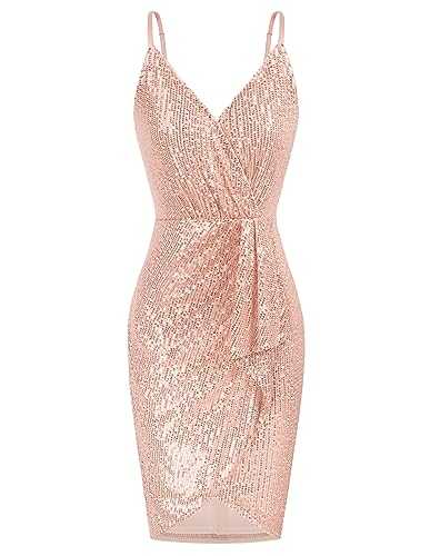 GRACE KARIN Women Sequined Sleeveless V-Neck Bodycon HIPS-Wrapped Party Cocktail Club Dress